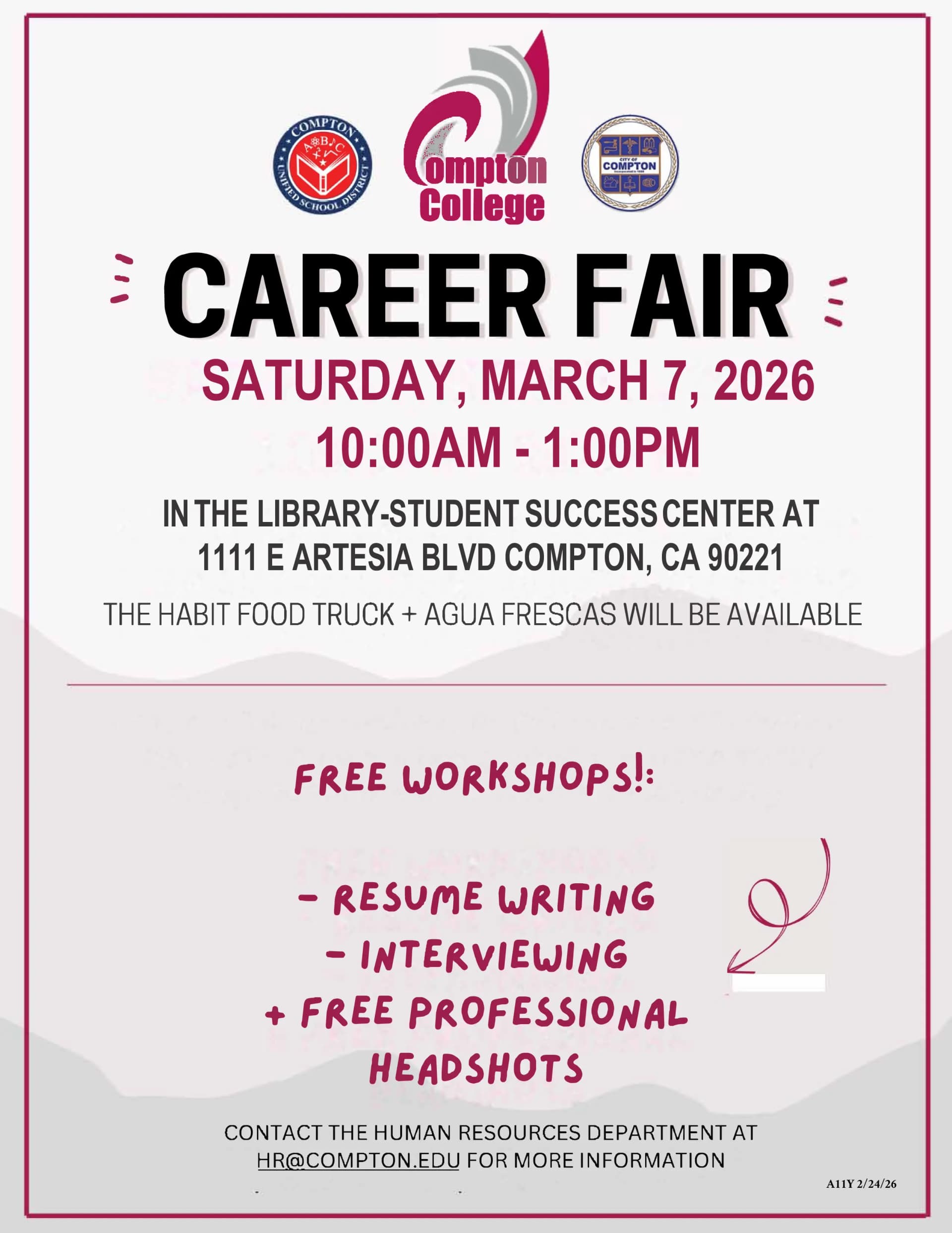Compton College Career Fair 2026 flyer