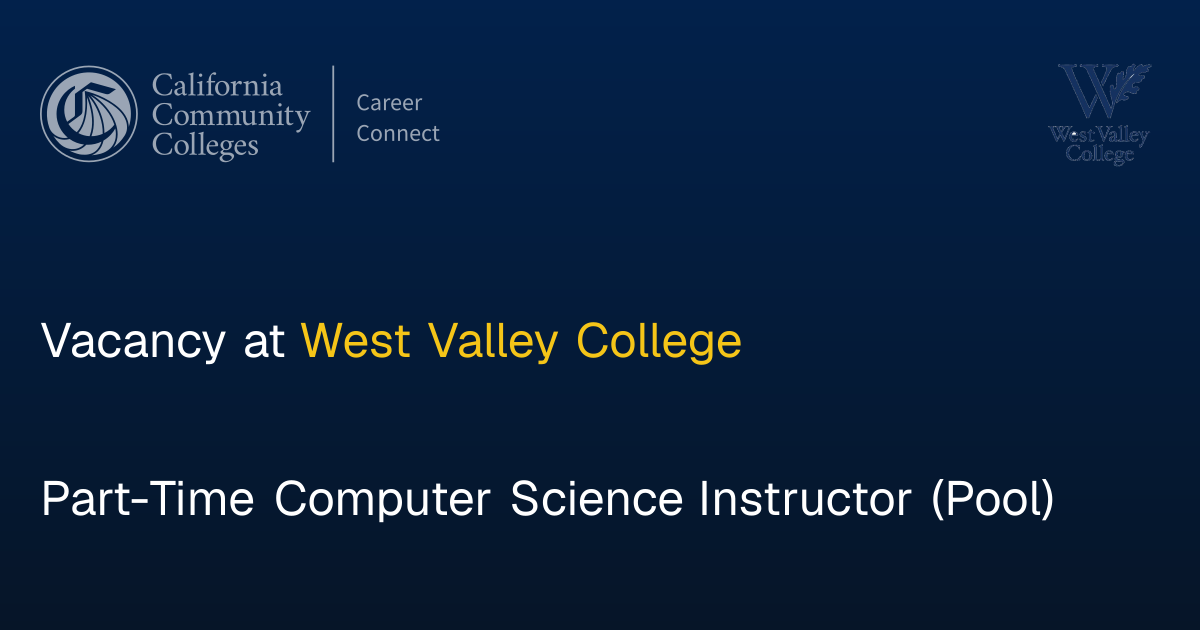 Part-Time Computer Science Instructor (Pool) | Community College Career ...