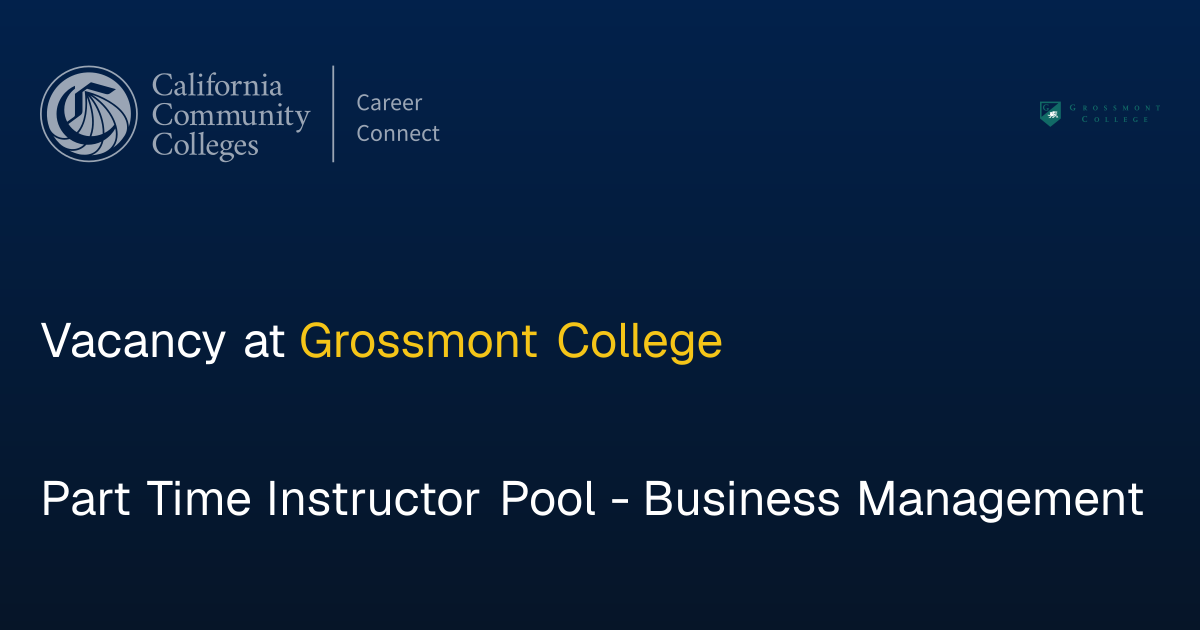 Part Time Instructor Pool - Business Management | Community College ...
