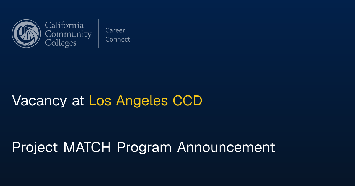 Project MATCH Program Announcement | Community College Career Connect