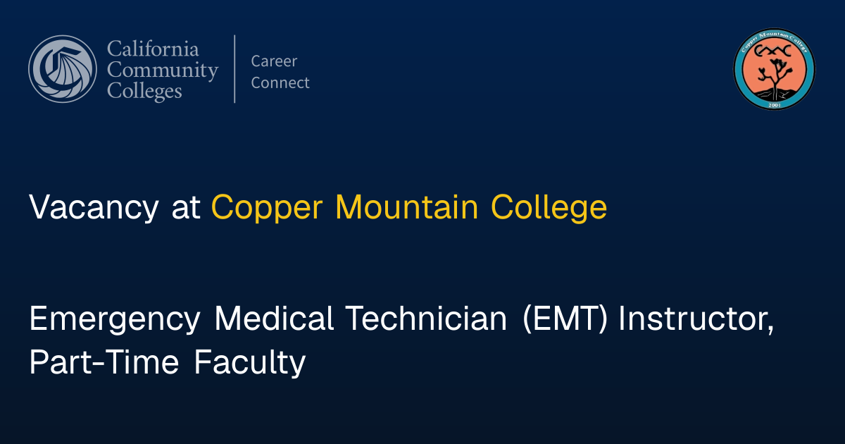 Emergency Medical Technician (EMT) Instructor, Part-Time Faculty ...
